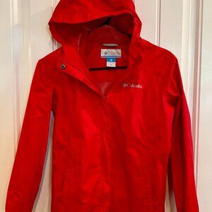 Columbia Omni-Tech Hooded Rain/Wind Jacket Youth Med 10/12 Red